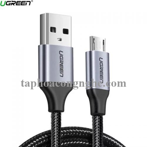 Ugreen 60403 3M QC3.0 màu đen đầu bọc nhôm chống nhiễu cáp Micro sang USB 2.0 sạc và truyền dữ liệu từ máy tính ra điện thoại US290 30060403